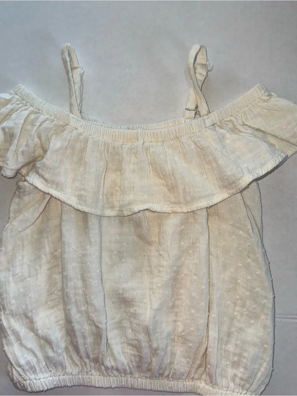 Old Navy Off-white Ruffle Off-the-Shoulder Top with coordinating Shorts